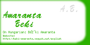 amaranta beki business card